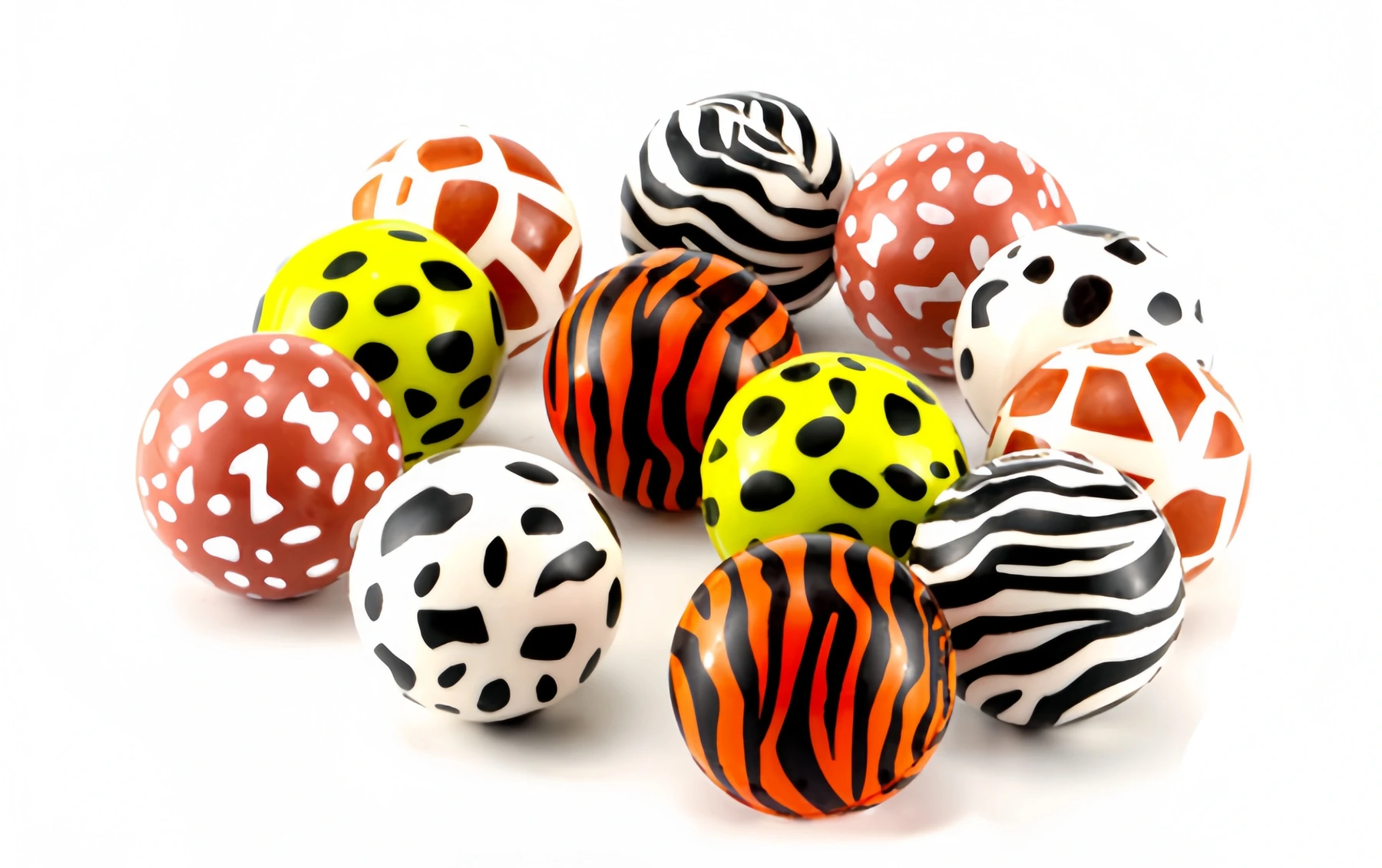 Bouncing ball assortment with different colors and constructions