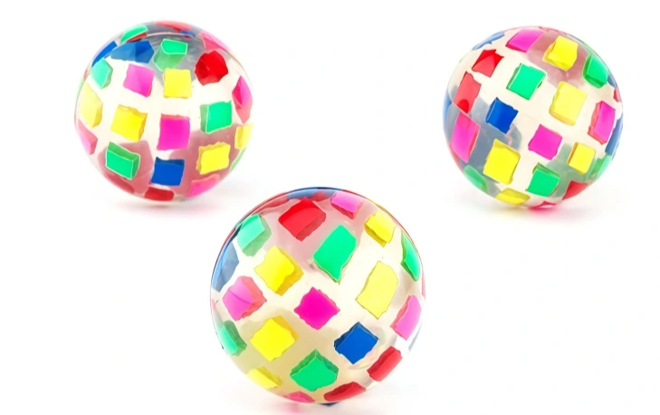 COLOR SQUARE PRINTED BALL, model DN001, assortment view