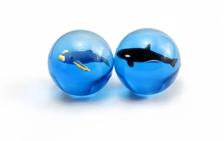 DOLPHIN & ORCA FIGURINE BALL, model MX00A, assortment view
