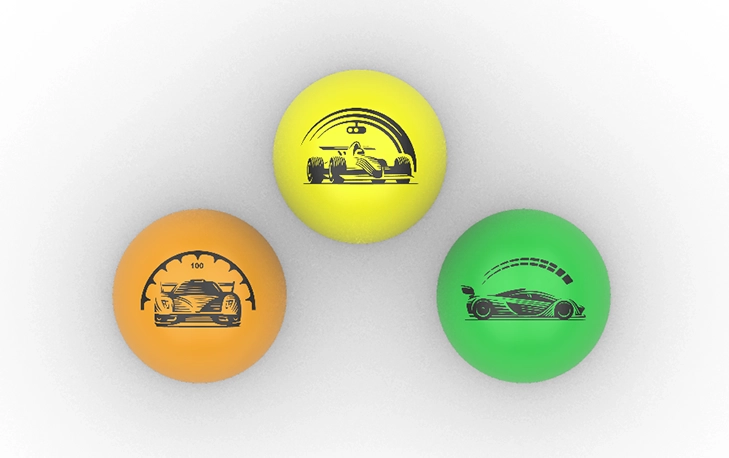RACE CAR PRINTED BALL, model PR040, assortment view